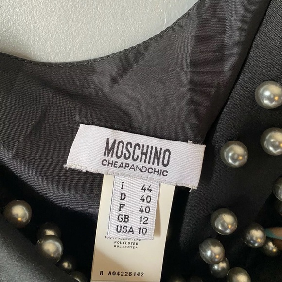 MOSCHINO cheapandchic Beaded 1/2 Spaghetti Strap Loose Beaded Dress L - Picture 2 of 5